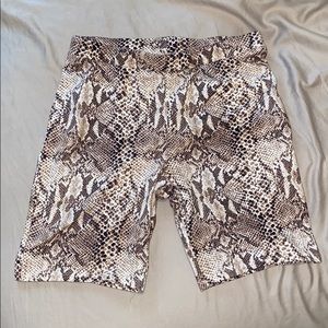 snakeskin print biker shorts